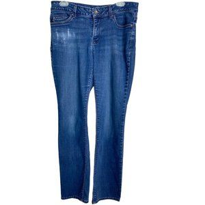 Lee Perfect Fit Womens Western Grunge Biker Straight Leg Blue Jeans Size 12
